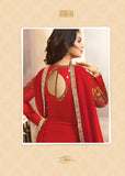 ZAL9046 RED INDIAN PARTY AND WEDDING ANARKALI GOWN - Asian Party Wear