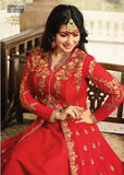 ZAL9046 RED INDIAN PARTY AND WEDDING ANARKALI GOWN - Asian Party Wear