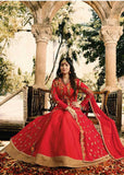 ZAL9046 RED INDIAN PARTY AND WEDDING ANARKALI GOWN - Asian Party Wear