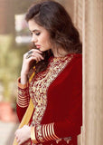 AN1507-D RED ANAYA SEMI STITCHED ANARKALI SUIT - Asian Party Wear