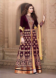 AN1507-B PLUM ANAYA SEMI STITCHED ANARKALI SUIT - Asian Party Wear