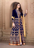 AN1507-A DARK BLUE ANAYA SEMI STITCHED ANARKALI SUIT - Asian Party Wear