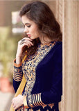 AN1507-A DARK BLUE ANAYA SEMI STITCHED ANARKALI SUIT - Asian Party Wear