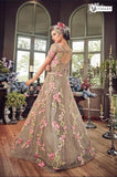 GREY HEAVY EMBROIDERED INDIAN WEDDING & EVENING GOWN - Asian Party Wear