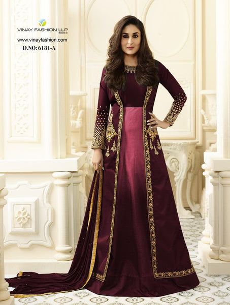 6181-B PLUM KASEESH KAREENA KAPOOR WEDDING WEAR LEHENGA - Asian Party Wear