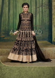 Black Heavy Embroidered Anarkali Gown Indian Party Dress - Asian Party Wear