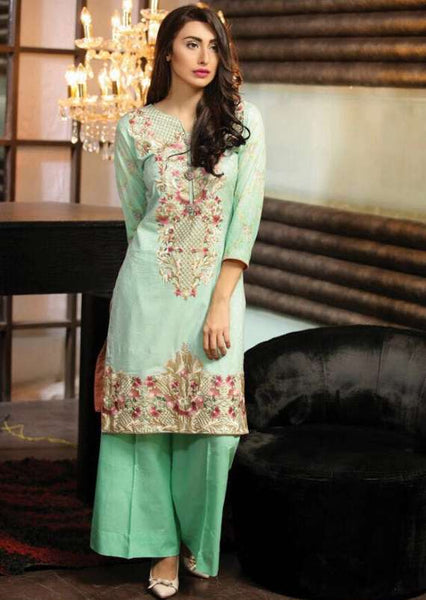 ZEA-43 MINT ESHA AISHA LAWN EMBROIDERED SALWAR SUIT - Asian Party Wear