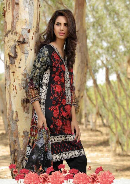 ZEA-46 BLACK ESHA AISHA LAWN EMBROIDERED SALWAR SUIT - Asian Party Wear