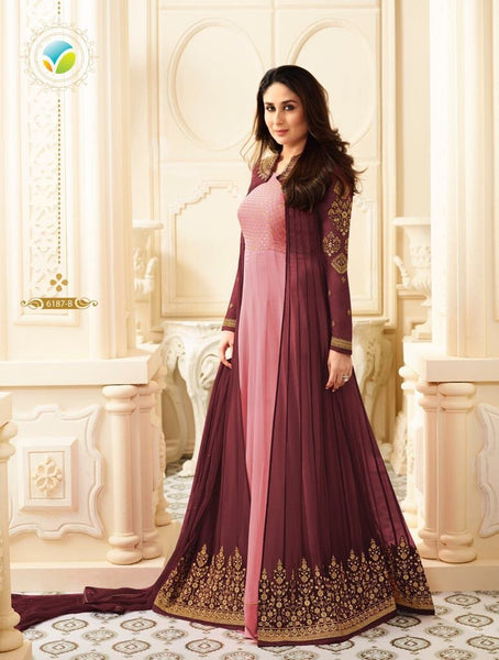 6187-A MAROON KASEESH KAREENA KAPOOR WEDDING WEAR LEHENGA - Asian Party Wear