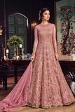 HOT PINK HEAVY EMBROIDERED INDIAN WEDDING & EVENING GOWN (2 week delivery) - Asian Party Wear