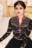 BLACK WEDDING WEAR SEMI STITCHED ANARKALI DRESS - Asian Party Wear