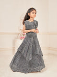 Grey Indian Kids Ethnic Lehenga Skirt - Asian Party Wear