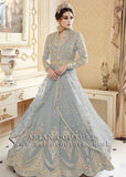 GREY INDIAN MAXI EVENING WEDDING DRESS - Asian Party Wear