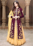 MA1506-D PURPLE MAYA SEMI STITCHED ANARKALI LEHENGA SUIT - Asian Party Wear