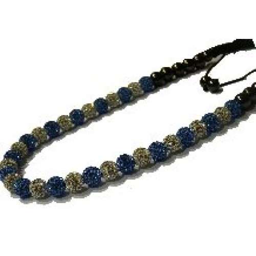 GORGEOUS FULL CRYSTAL BUBBLEGUM STYLE NECKLACE BLUE AND CHAMPAGNE - Asian Party Wear