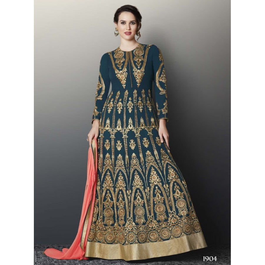 Best Indian Anarkali Gown | Wine Silk Embroidered Gown With Dupatta – Gunj  Fashion