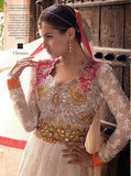 Cream & Yellow Indian Wedding Anarkali Suit Designer Gown - Asian Party Wear