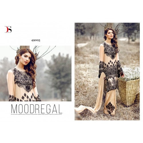 49005 BEIGE AND BLACK DEEPSY RAZEENA POLY GEORGETTE DESIGNER SALWAR KAMEEZ - Asian Party Wear