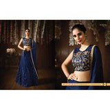 8073 NAVY BLUE KARMA HEAVY GOLD EMBROIDERED WEDDING WEAR DESIGNER LEHENGA - Asian Party Wear