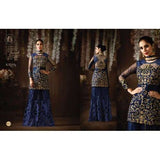 8073 NAVY BLUE KARMA HEAVY GOLD EMBROIDERED WEDDING WEAR DESIGNER LEHENGA - Asian Party Wear