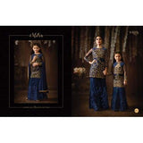 8073 NAVY BLUE KARMA HEAVY GOLD EMBROIDERED WEDDING WEAR DESIGNER LEHENGA - Asian Party Wear