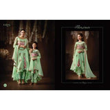 8077 GREEN MOTHER DAUGHTER MATCHING ANARKALI SUIT - Asian Party Wear