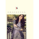 GREY MARIA B LAWN EMBROIDERED AND PRINTED PAKISTANI STYLE READY MADE SUIT - Asian Party Wear