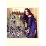 55007 PURPLE AND WHITE MARIA B LAWN READYMADE PAKISTANI STYLE SUIT - Asian Party Wear