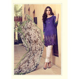 55007 PURPLE AND WHITE MARIA B LAWN READYMADE PAKISTANI STYLE SUIT - Asian Party Wear