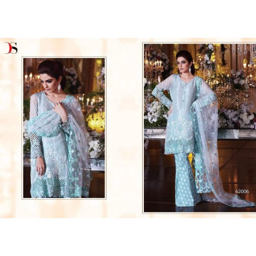 ZBD-1007 TURQUOISE MARIA.B EMBROIDERED PARTY WEAR DRESS - Asian Party Wear