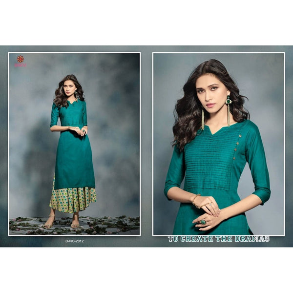 2012 TEAL KAIRA STRAIGHT COTTON READY MADE KURTI - Asian Party Wear