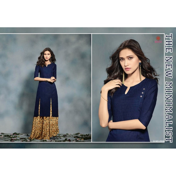 2004 BLUE KAIRA STRAIGHT COTTON READY MADE KURTI - Asian Party Wear