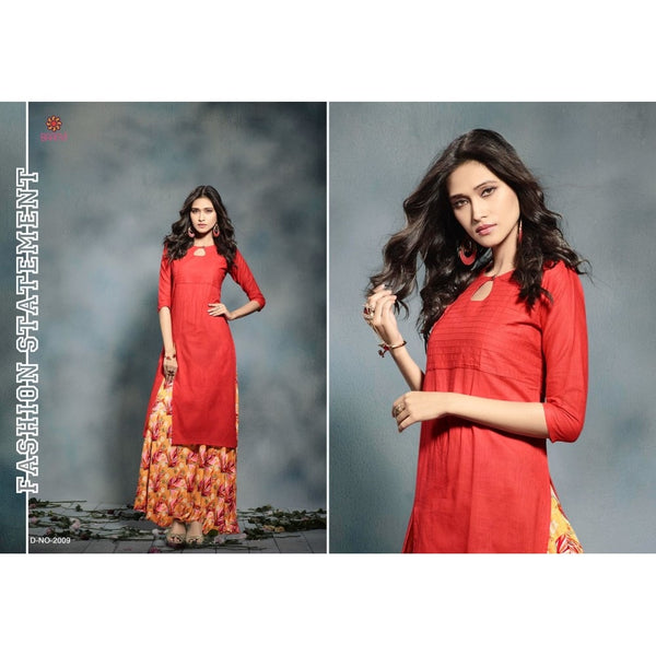 2009 ORANGE KAIRA STRAIGHT COTTON READY MADE KURTI - Asian Party Wear