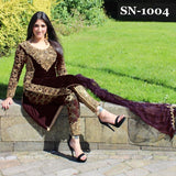 STUNNING NEW FAUX GEORGETTE SEMI STITCHED SALWAR SUIT ( DELIVERY IN 6 WEEKS ) - Asian Party Wear