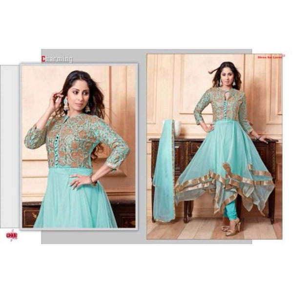 AQUA INDIAN DESIGNER FLARED ANARKALI DRESS - Asian Party Wear