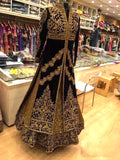 Heavy Indian Velvet Wedding Reception Lehenga - Asian Party Wear