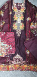 PLUM STRAIGHT READY MADE PAKISTANI STYLE SUIT - Asian Party Wear