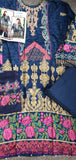 NAVY BLUE PAKISTANI DESIGNER EMBROIDERED READYMADE SUIT - Asian Party Wear