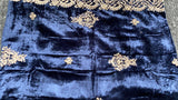 Blue Embroidered Velvet Shawl - Asian Party Wear