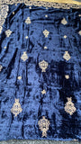 Blue Embroidered Velvet Shawl - Asian Party Wear