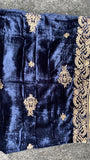 Blue Embroidered Velvet Shawl - Asian Party Wear