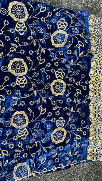 Blue Embroidered Winter Shawl - Asian Party Wear