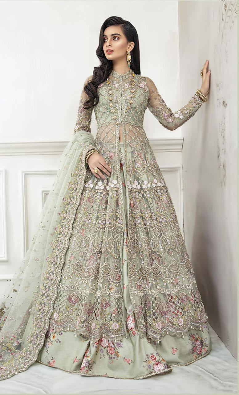 Light Green Anarkali Wedding Wear Pakistani Dress Light Green Anarkali Wedding Wear Pakistani Dress