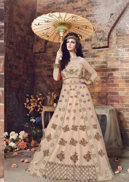 18004-P PEACH ZOYA EMERALD WEDDING WEAR LEHENGA - Asian Party Wear