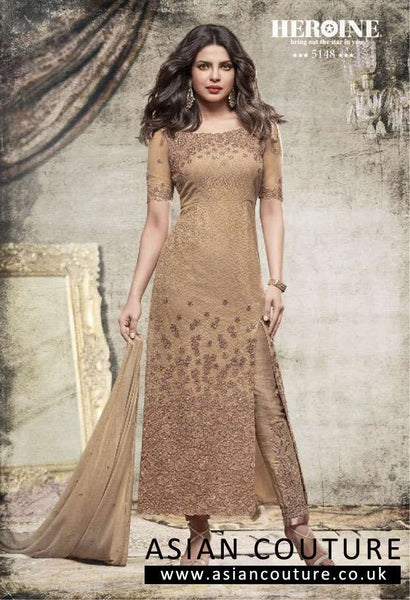 H5148 -GOLD HEROINE PRIYANKA CHOPRA HIT SALWAR KAMEEZ - Asian Party Wear