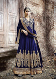 KJ04 BLUE KAJOL EMBROIDERED ANARKALI SUIT - Asian Party Wear