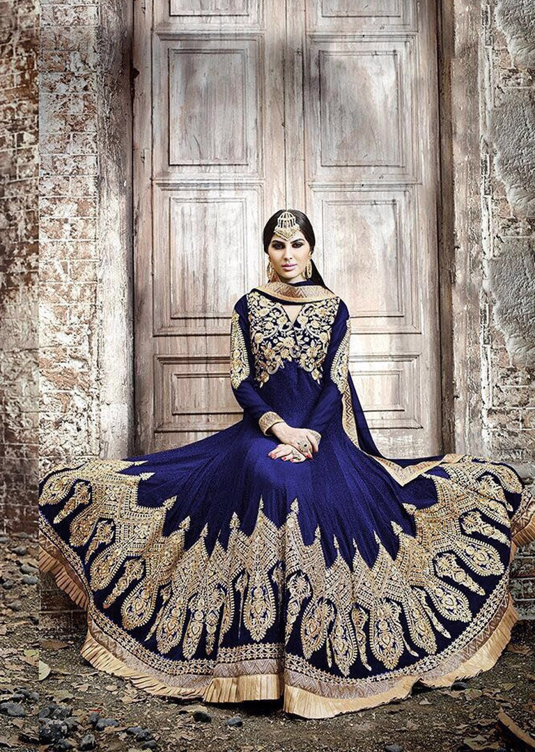 KJ04 BLUE KAJOL EMBROIDERED ANARKALI SUIT