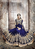 KJ04 BLUE KAJOL EMBROIDERED ANARKALI SUIT - Asian Party Wear