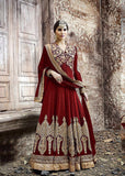 KJ03 RED KAJOL EMBROIDERED ANARKALI SUIT - Asian Party Wear