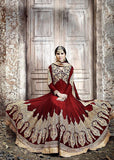 KJ03 RED KAJOL EMBROIDERED ANARKALI SUIT - Asian Party Wear